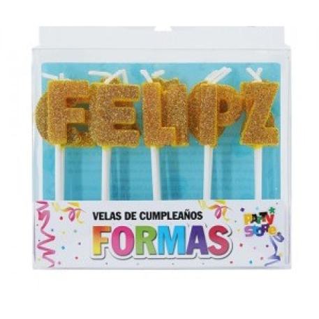 VELA FORMA - SET FELIZ CUMPLE DORADO
