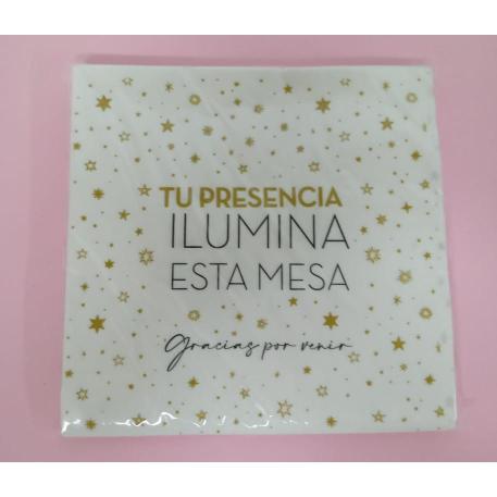 SERVILLETA 33X33X20 TU PRESENCIA ILUMINA