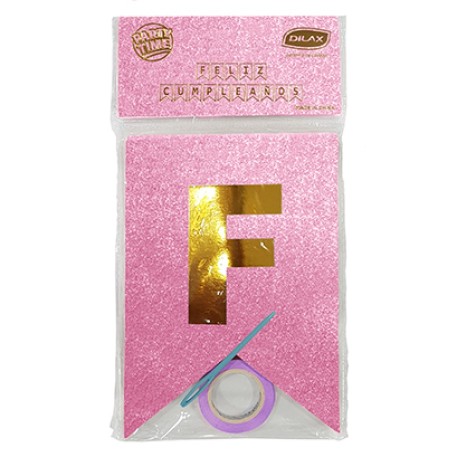 BANDERIN FC GLITTER ROSA X 1