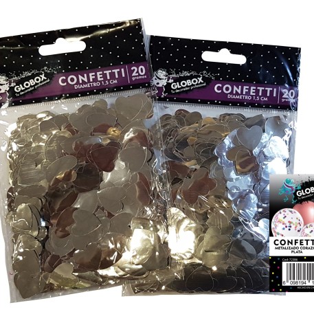CONFETTI MET.PLATA CORAZ. (20GRX 2 PACKS)